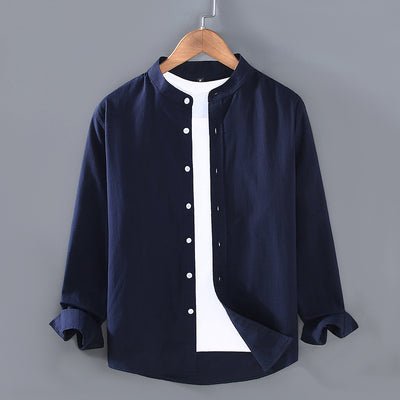 Camisa Manga Larga Cuello Alzado Hombre Primavera Otoño - Image 8