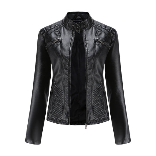 Chaqueta de Cuero para Mujer con Cuello Alzado - Estilo Casual - Image 23