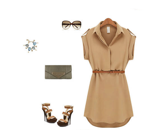 Vestido Casual de Verano Mujer Chifón Suelto con Cinturón - Image 13