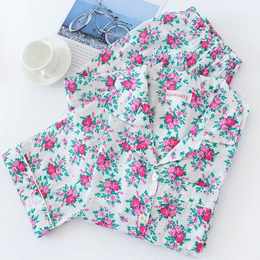 Pijama Estilo Pastoral Japonés para Mujer - Algodón Gasa Manga Larga - Image 10