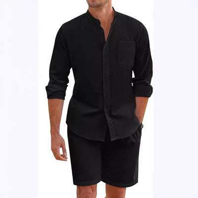 Conjunto de Camisa y Shorts en Algodón Lino para Hombre - Image 3