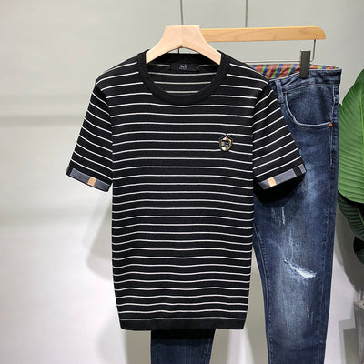 Suéter Ajustado a Rayas con Manga Corta - Diseño Moderno y Versátil - Image 10