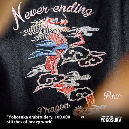 Playera Retro Americana con Bordado de Dragón Ziling - Image 3