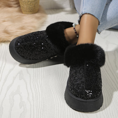 Pantuflas Invierno Mujer con Lentejuelas y Suela Gruesa Acolchada - Cálidas para Casa y Exterior - Image 13
