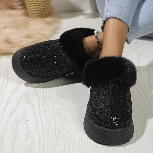 Pantuflas Invierno Mujer con Lentejuelas y Suela Gruesa Acolchada - Cálidas para Casa y Exterior - Image 13