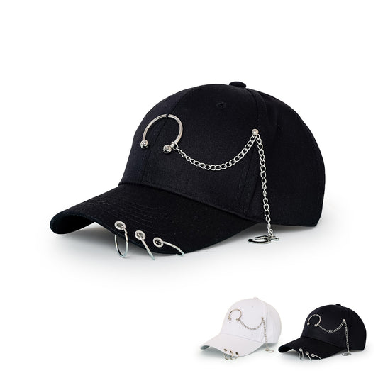 Gorra de Béisbol Ala Ancha con Cadena Decorativa