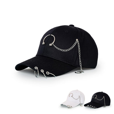 Gorra de Béisbol Ala Ancha con Cadena Decorativa