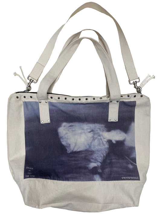 Bolsa Tote Canvas con Estampado de Ojetes Zip - Image 2