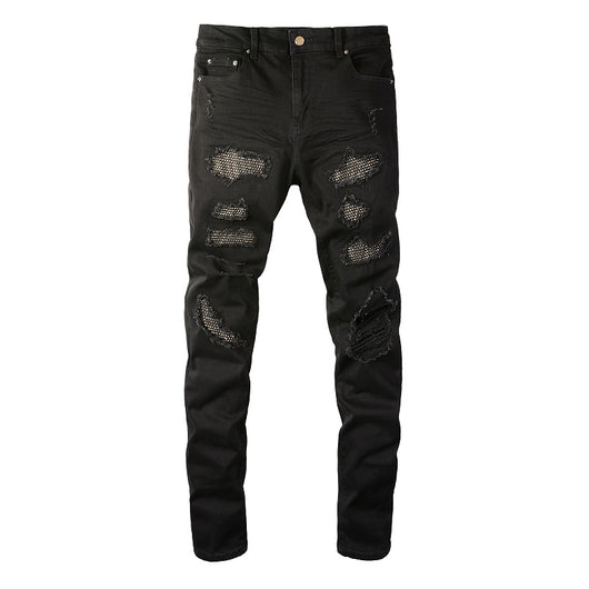 Jeans Slim Negros Elásticos con Detalles de Diamantes - Image 6