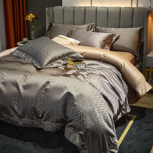 Juego de Cama Lujo Europeo 140 Brocado Jacquard Algodón Satinado 4 Piezas - Image 2