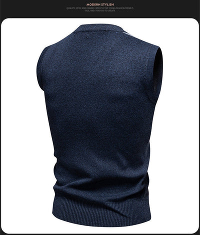 Suéter Tejido Jacquard para Hombre - Chaleco Cuello V - Image 32