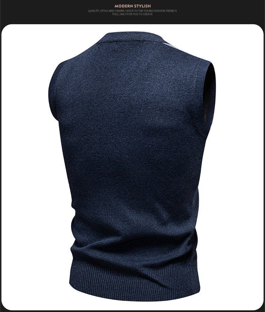 Suéter Tejido Jacquard para Hombre - Chaleco Cuello V - Image 32