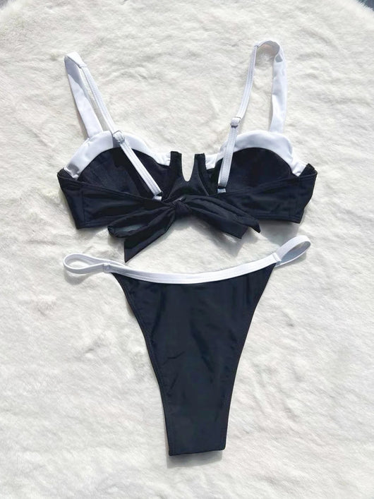 Bikini de Cintura Baja con Detalles de Costura y Abertura Lateral - Image 6
