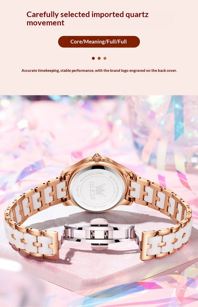 Reloj de Cuarzo para Mujer con Banda Cerámica Luminosa e Impermeable - Image 12