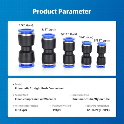 Kit de 40 Conectores Neumáticos de Paso Directo con Accesorios de Ensamblaje - Image 9