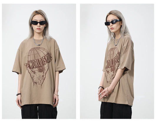 Playera Pareja Estampado Mitad Tierra con Letras - Image 16