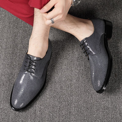 Zapatos Casuales de Piel de Pescado Pearl para Hombre - Cordones y Tacón Bajo - Image 2