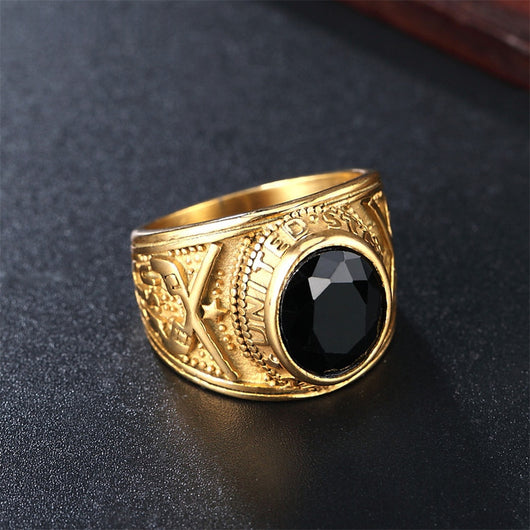Anillo Militar de Acero Titanio con Gema Punk Personalizado para Hombre - Image 5