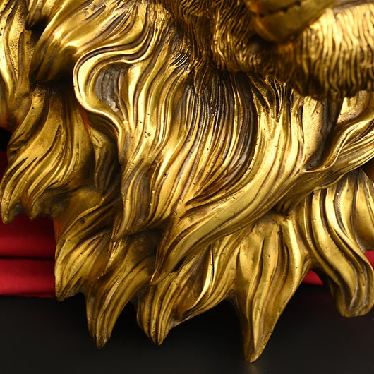 Ornamento Grande de León en Cobre Puro Tallado y Moldeado - Image 3