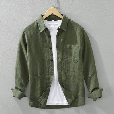 Camisa Casual Minimalista Retro de Manga Larga para Hombre - Image 7