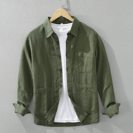 Camisa Casual Minimalista Retro de Manga Larga para Hombre - Image 7