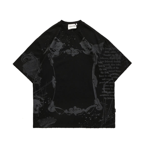 Playera Suelta con Estampado de Letras - Unisex