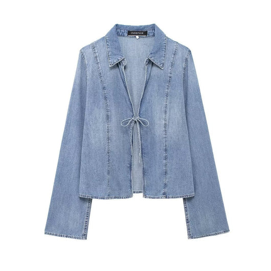Camisa Denim Anudada Estilo Europeo y Americano para Chicas Modernas - Image 12