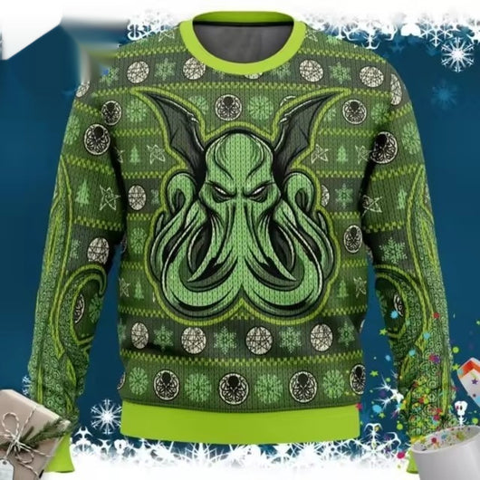 Suéter Navideño Cthulhu con Estampado Digital - Image 9