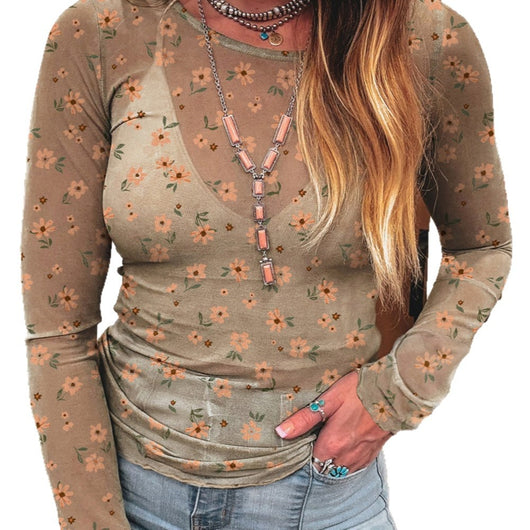 Blusa Casual Estampado Floral Manga Larga Ajustada - Image 8