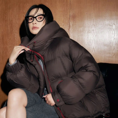 Chaqueta Corta con Capucha de Algodón Cálida para Mujer - Image 9