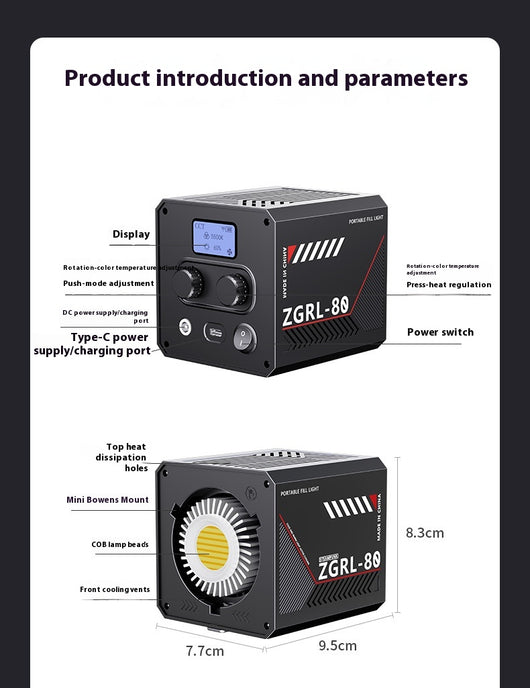 Luz de Relleno COB 80W Portátil de Alta Potencia - Image 9