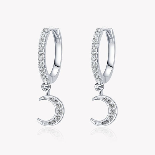 Aretes de Plata 925 con Diamantes y Diseño de Luna - Image 4