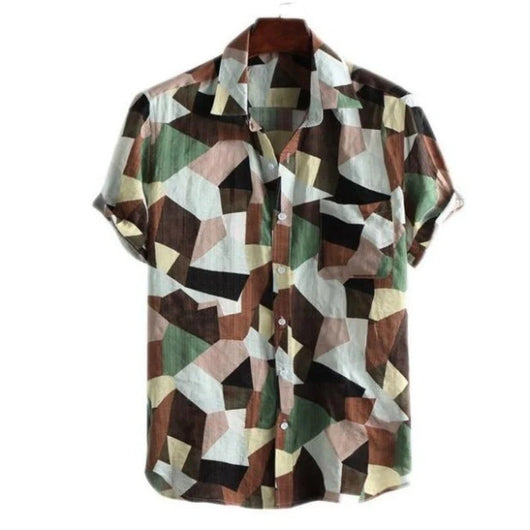 Camisa Retro Holgada de Manga Corta para Hombre Talla Grande - Image 7