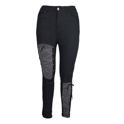 Jeans Talle Alto con Detalles Ojales para Mujer - Image 14