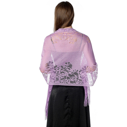 Chal Foulard de Encaje Calado en Colores Sólidos - Image 17