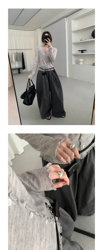 Cardigan Tejido con Encaje Efecto Hongo Arbóreo y Botones - Image 21