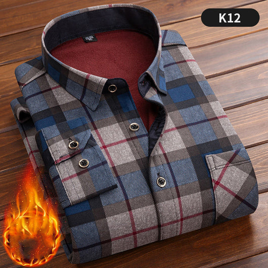 Camisa Cálida Acolchada de Terciopelo para Hombre Talla Grande - Image 10