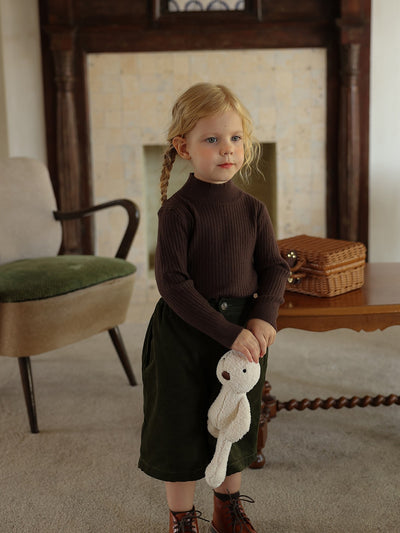 Suéter Infantil de Cuello Alto Medio para Niñas - Prenda Base Tejida Versátil Primavera Otoño - Image 7