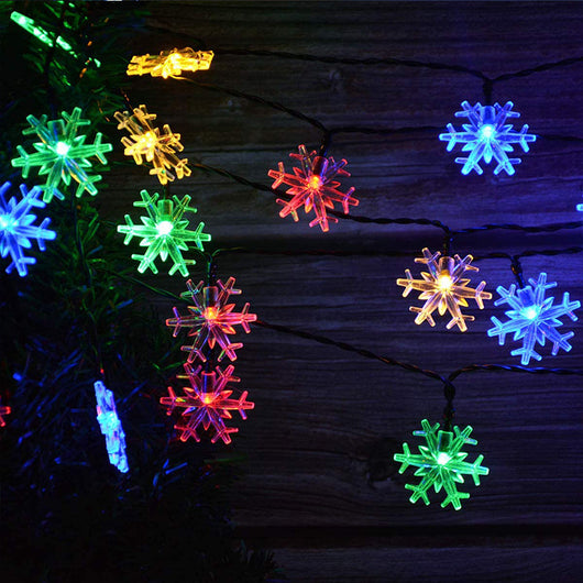 Guirnalda Solar de Copos de Nieve LED para Decoración Navideña - Image 9