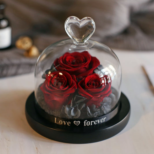 Caja de Regalo Rosa Eterna con Tapa de Cristal - Flor Inmortal para Día de Amor