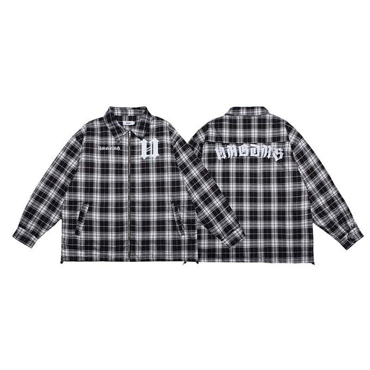 Chaqueta Acolchada de Algodón con Cuadros y Letras Bordadas para Hombre - Image 11
