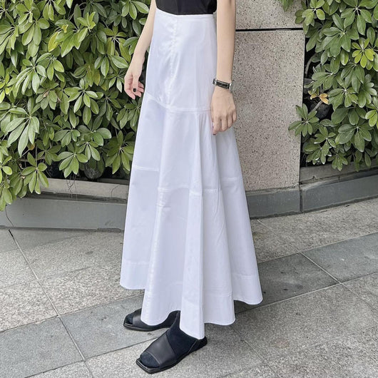 Falda Blanca de Cintura Alta con Detalles Combinados en Algodón - Image 3