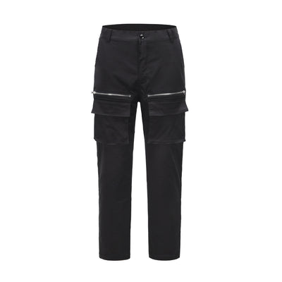 Pantalón Cargo Negro con Cremalleras y Bolsillos Múltiples - Estilo Hip-hop Urbano