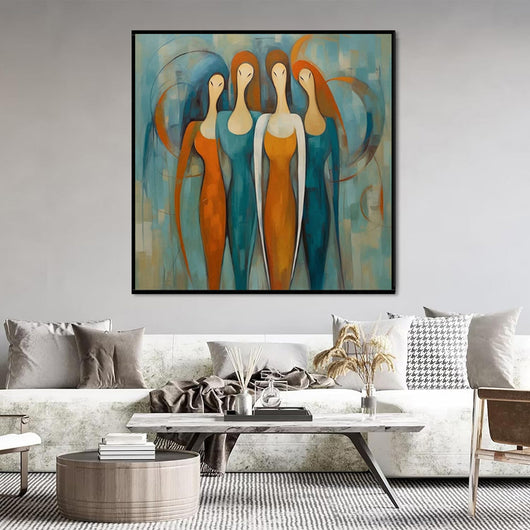 Cuadro Abstracto Moderno con Retratos Femeninos - Pintura al Óleo Sobre Lienzo - Image 5