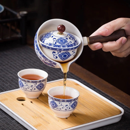 Tetera de Cerámica Negra con Asa de Madera - Colador Kung Fu para Té Oolong