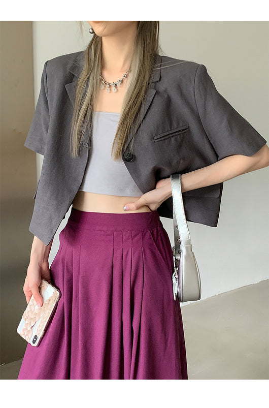 Falda A-línea Corta de Algodón y Lino - Corte Slim - Image 23