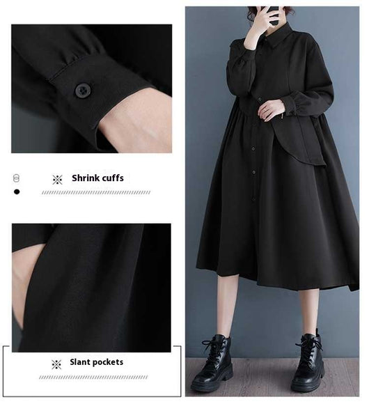 Vestido Camisero Negro Estilo Hepburn Irregulares - Image 10