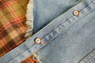 Camisa de Cuadros Holgada con Costuras Artesanales Estilo Retro Americano - Image 8
