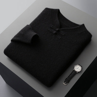 Suéter de Lana Pura con Cuello Alto Vintage para Hombre - Image 12