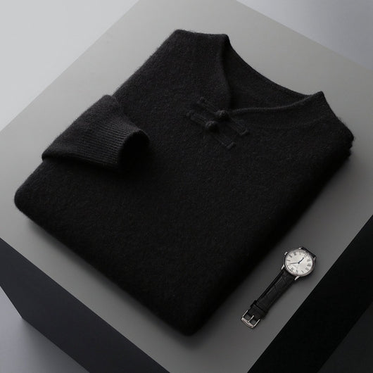 Suéter de Lana Pura con Cuello Alto Vintage para Hombre - Image 12